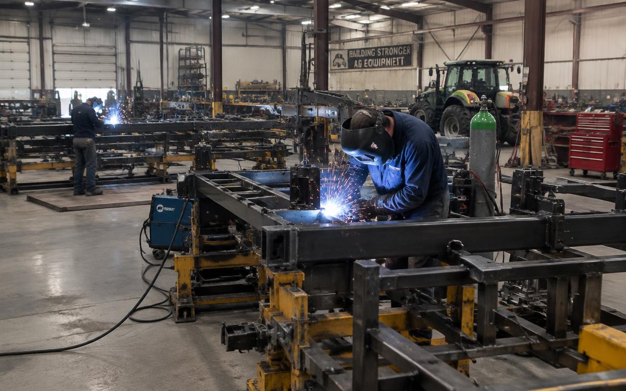 Fabrication of machinery frames on assembly jigs
